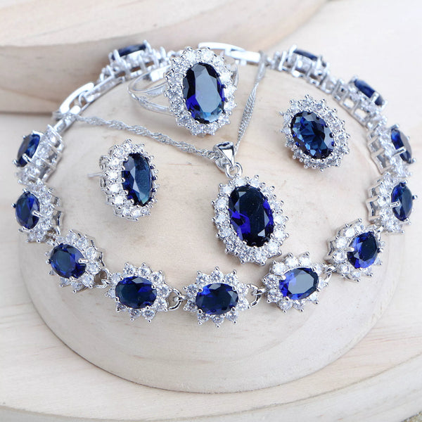 Blue Zirconia Jewelry Set - Fine Costume Jewellery