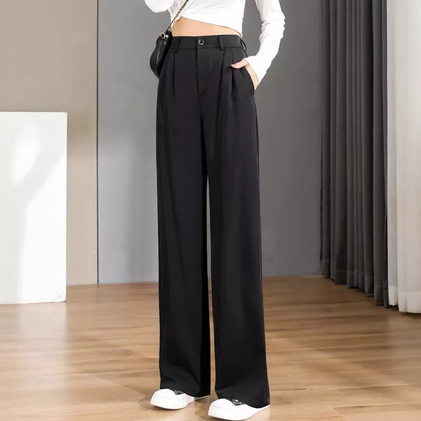 Chic Office Wear Straight Pants - Vintage High Waist Trousers