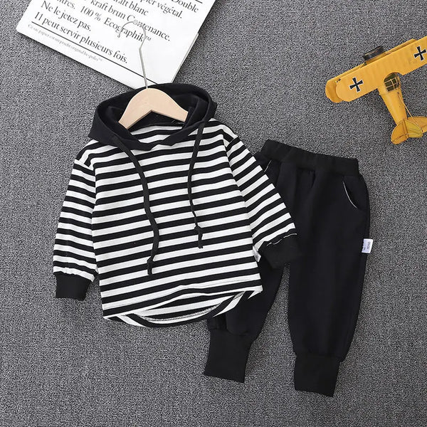 Long Sleeves T-shirt With Hats - Striped Toddler Clothes Sets