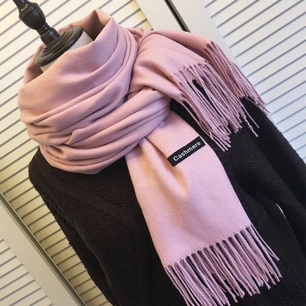 Warm Elegance: Cashmere Wool Thin Scarf for Women – Pure Color Unisex Wrap