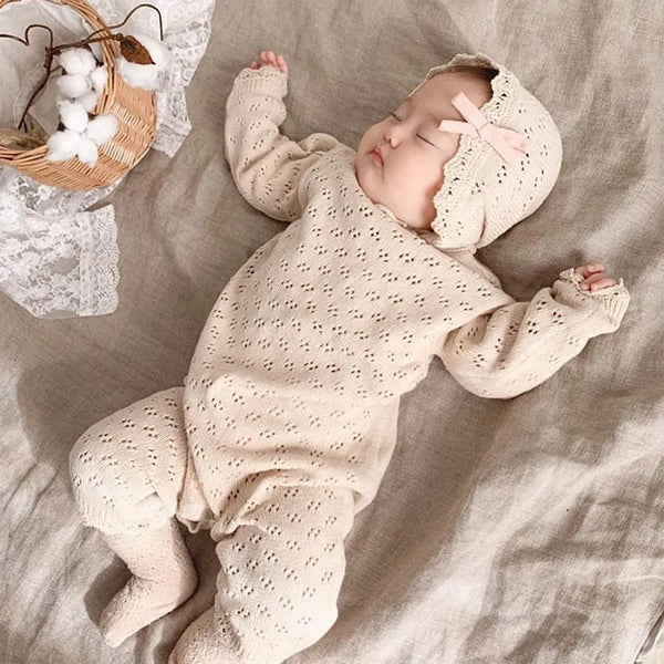 Knitting Bodysuits for Newborn Baby Girl - Korean Style Infant Jumpsuit