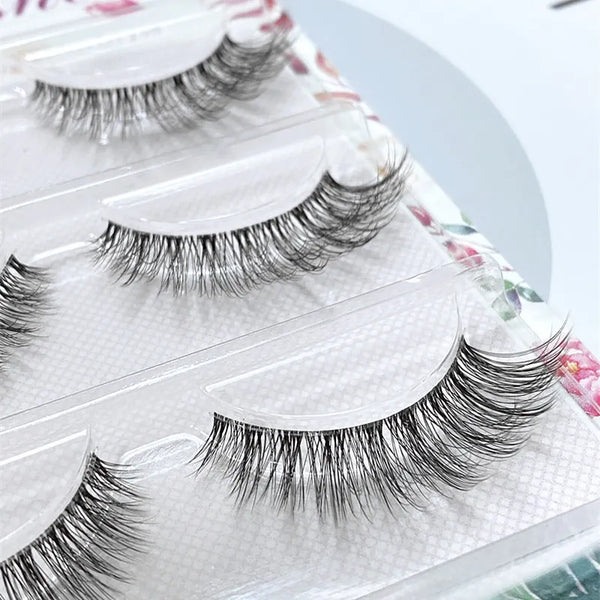 Wholesale Mink Eyelashes - 3 pairs with Invisible Band, Reusable False Lashes