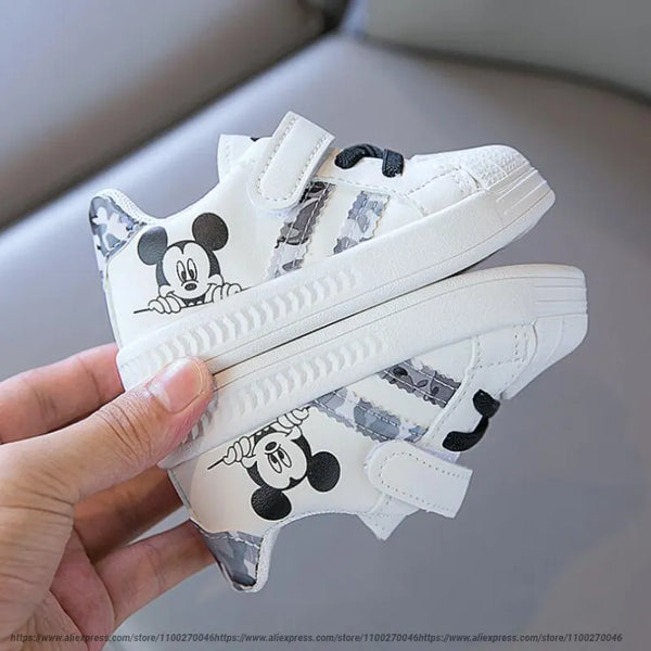 Disney White Casual Shoes: Baby Boy Girl Sneaker Mickey Mouse Kids Sports Shoes