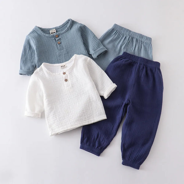 Party-Ready Baby Clothes Set - Long Sleeve Shirt and Loose Pants