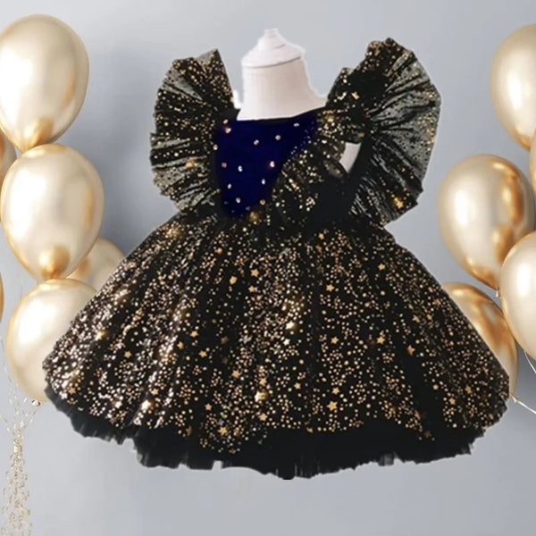 Girls' Birthday Party Dress: Ruffles Sequin Cute Kids Evening Gown