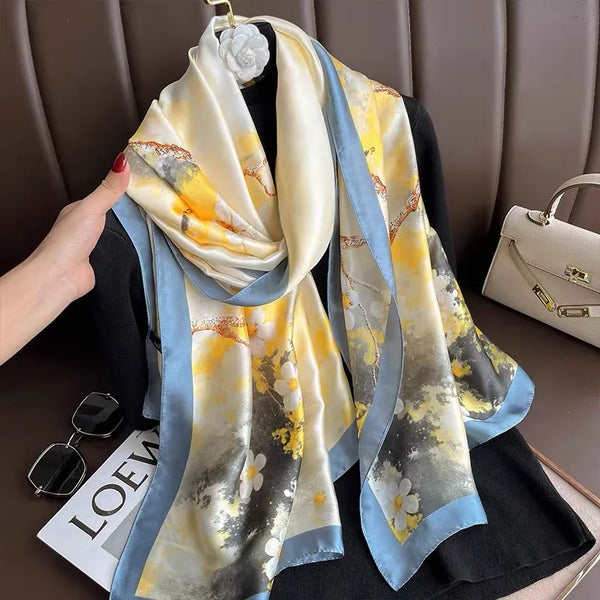 Spring Scarf Women's Luxury Design Scarf Silk Smooth Scarf Soft Muslim Headband Shawl Beach 85x180cm