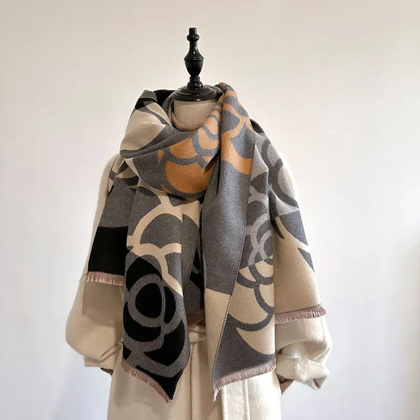 Women's Scarf Luxury Design - Double-sided Cashmere Feel Shawl