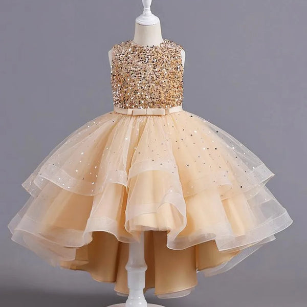 Princess Sequin Trailing Dress - Elegant Vestidos for Children and Teens