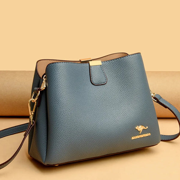 High-Quality Leather Handbag with Multifunctional Layers