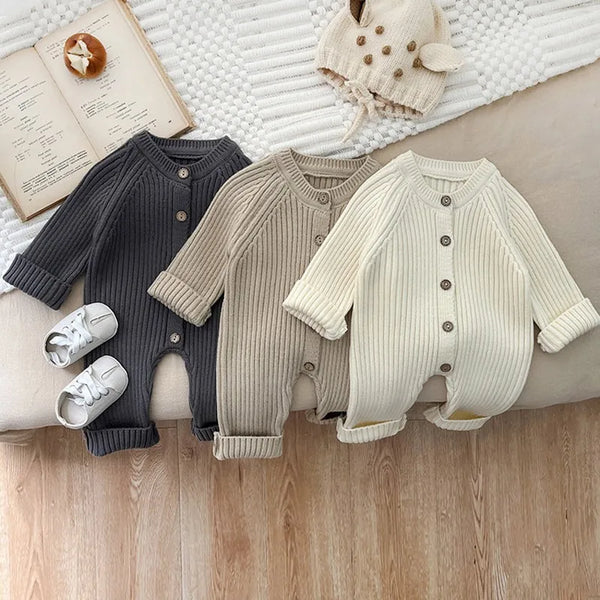 Baby Knitted Romper - Autumn Winter Long Sleeve Jumpsuit for Girls and Boys