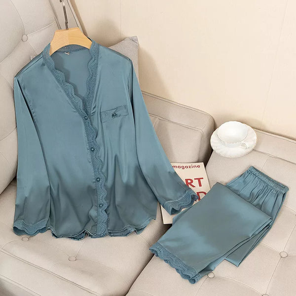 Sexy Satin Pajamas Set - Silky 2-Piece Loungewear