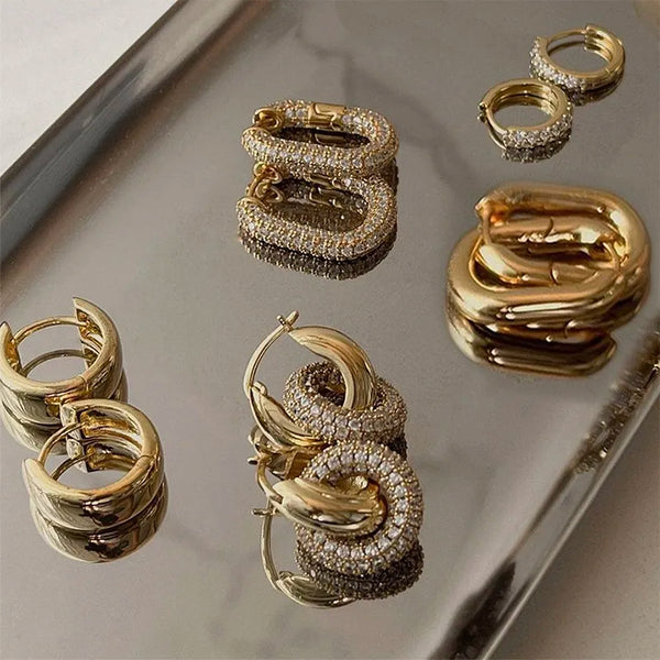 CZ Zircon Round Huggie Hoop Earrings