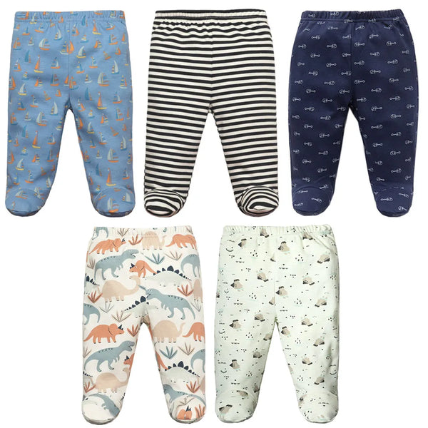 Newborn Baby Pants Set: Soft Cotton, Cartoon Prints, Stripe Trousers for Spring/Autumn