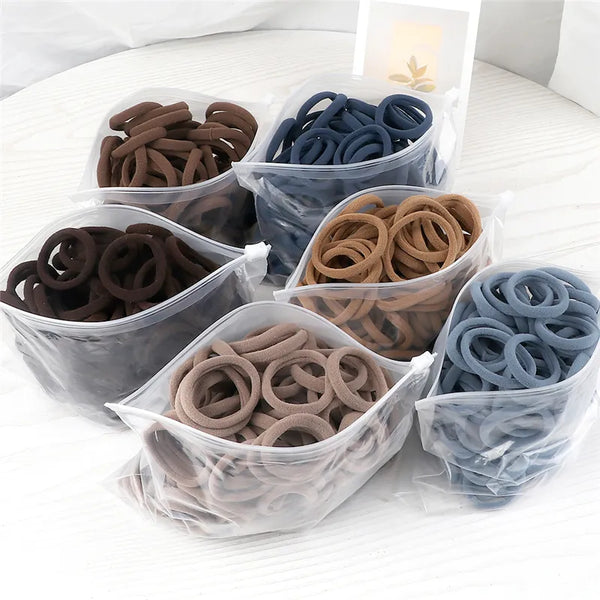 Solid Color Elastic Hair Bands Set