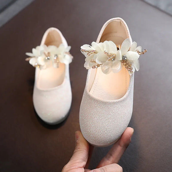 Shining Princess Shoes - Girls' Leather Flats for Party or Wedding