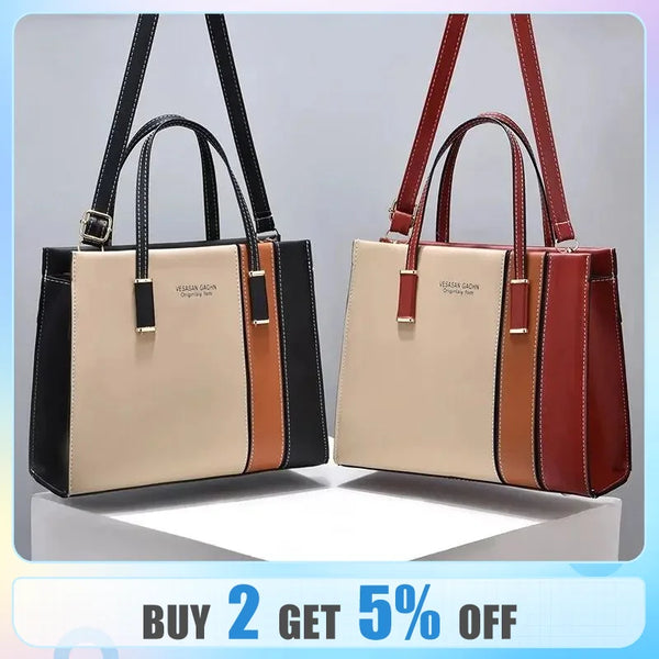 Patchwork Handbags: Adjustable Strap Top Handle Bag - Large Capacity Totes Shoulder Bags