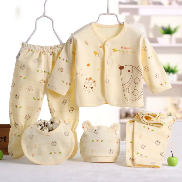 5PCS Newborn Baby Clothing Set - Cotton Cartoon Underwear for Boys and Girls