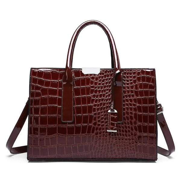 Trendy Crocodile Print Large Capacity Handbags